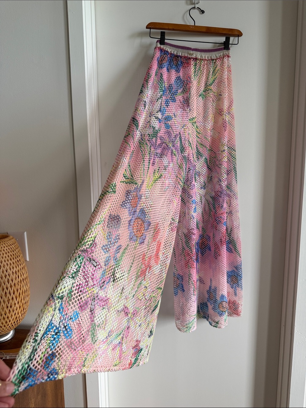 PatBO Cream Knit Wide Leg Pants in 🌺Colorful 🌼 Floral Print